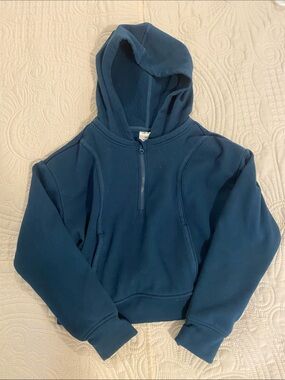 Kids Blue Half-Zip Hoodie Sweatshirt